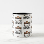 Meowy Cowboy-Hutkatze-Muster Zweifarbige Tasse (Mittel)
