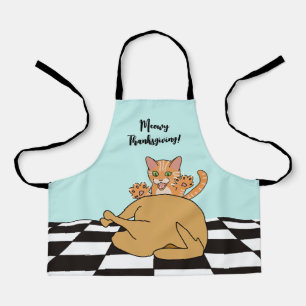 Meowy Erntedank Funny Cat Türkei Cartoon Schürze