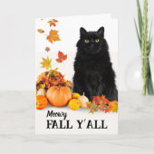 Meowy Fall Y alle Halloween Black Cat Karte (Vorderseite)