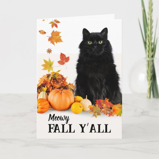 Meowy Fall Y alle Halloween Black Cat Karte (Vorderseite)