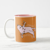 Meowy frohe Weihnachten Pink Cat Lights Zweifarbige Tasse (Links)