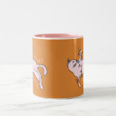 Meowy frohe Weihnachten Pink Cat Lights Zweifarbige Tasse (Mittel)