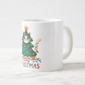 Meowy Funny Christmas Cat Jumbo-Tasse (Vorderseite Rechts)