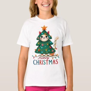 Meowy Funny Christmas Cat T-Shirt
