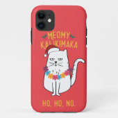 Meowy Kalikimaka Funny Cat Weihnachtsmannmütze Wei Case-Mate iPhone Hülle (Rückseite)