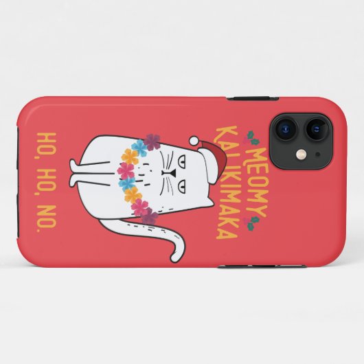 Meowy Kalikimaka Funny Cat Weihnachtsmannmütze Wei Case-Mate iPhone Hülle (Rückseite (Horizontal))