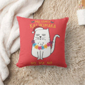 Meowy Kalikimaka Funny Cat Weihnachtsmannmütze Wei Kissen (Decke)