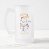 Meowy Kalikimaka Funny Cat Weihnachtsmannmütze Wei