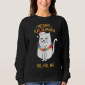 Meowy Kalikimaka Funny Cat Weihnachtsmannmütze Wei Sweatshirt (Vorderseite)