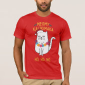 Meowy Kalikimaka Funny Cat Weihnachtsmannmütze Wei T-Shirt (Vorderseite)