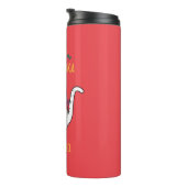 Meowy Kalikimaka Funny Cat Weihnachtsmannmütze Wei Thermosbecher (Nach rechts gedreht)