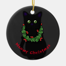 Meowy Katze Weihnachtsgrün Heilige Kranz Keramik Ornament