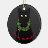 Meowy Katze Weihnachtsgrün Heilige Kranz Keramik Ornament (Links)