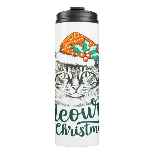 Meowy kitty Christmas Thermosbecher (Vorderseite)