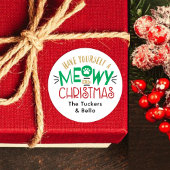 Meowy Little Christmas Cat Lover Runder Aufkleber