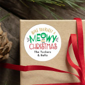 Meowy Little Christmas Cat Lover Runder Aufkleber