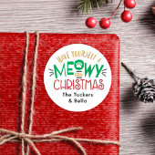 Meowy Little Christmas Cat Lover Runder Aufkleber