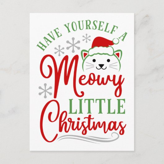 Meowy Little Christmas Feiertagspostkarte (Vorderseite)