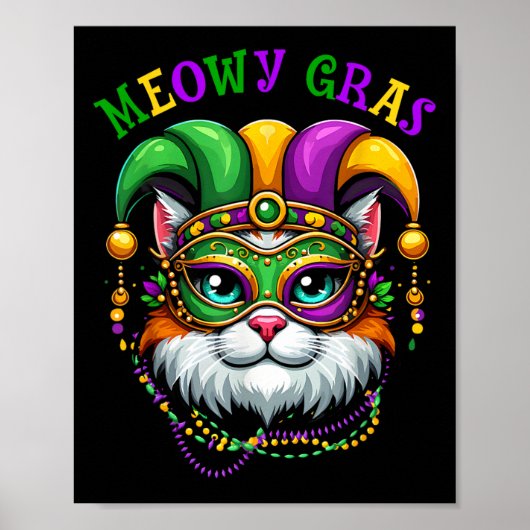 Meowy Mardi Gras Funny Nola Cat Lover Eigentümer G Poster (Vorne)
