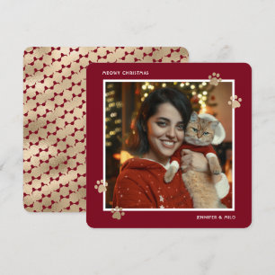 Meowy Red Gold Cat Owner Foto Weihnachtskarte Feiertagskarte