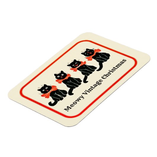 Meowy Vintage Weihnachten Niedlich Cats Magnet (Linke Seite)