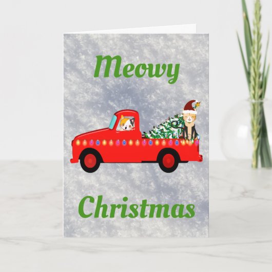 Meowy Weihnachten Coole Niedliche Katze Karte (Vorderseite)