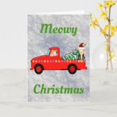 Meowy Weihnachten Coole Niedliche Katze Karte (Gelbe Blume)