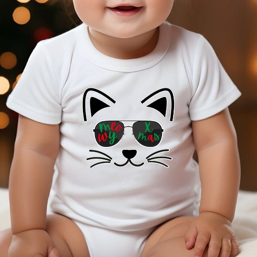 Meowy Weihnachten Coole Sonnenbrille Kitty Cat Whi Baby Strampler