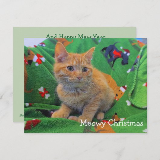 Meowy Weihnachten Dankeskarte (Vorne/Hinten)
