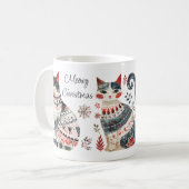 Meowy Weihnachten Frohe Weihnachten gemütliche Cat Kaffeetasse (Vorderseite Links)