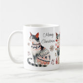 Meowy Weihnachten Frohe Weihnachten gemütliche Cat Kaffeetasse (Links)