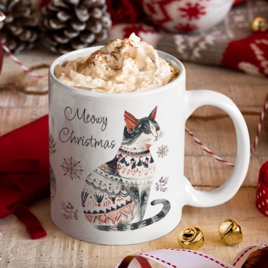 Meowy Weihnachten Frohe Weihnachten gemütliche Cat Kaffeetasse