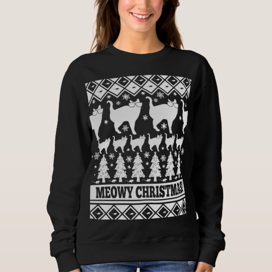 Meowy Weihnachten - hässliches Weihnachtst-shirt Sweatshirt (Vorderseite)