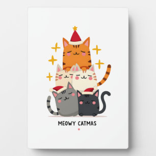 Meowy Weihnachten Katze Weihnachtsbaum Xmas (3) Fotoplatte