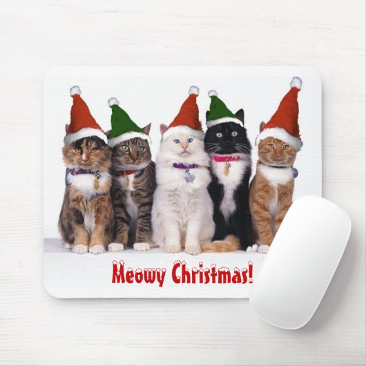 "Meowy Weihnachten!" Katzen in den Hüten Mousepad (Mit Mouse)