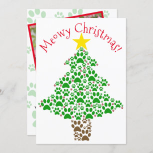 Meowy Weihnachten Niedlich Fun Paw Print Tree Foto