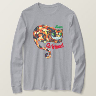 Meowy Weihnachten Niedlich Grinning Calico Kat Big T-Shirt
