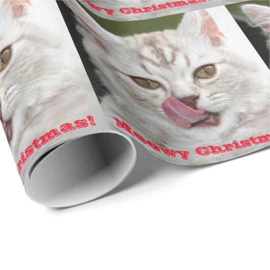 Meowy Weihnachten niedlich, lustiges Geschenkpapier (Rolleneckpunkt)