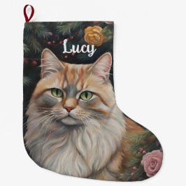 Meowy Weihnachten, Niedliche Cat Lover Geschenke Großer Weihnachtsstrumpf