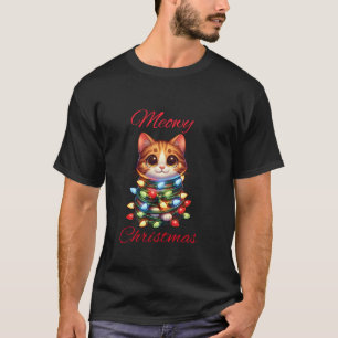 Meowy Weihnachten Niedliche Katze Wrapped in Chris T-Shirt