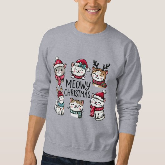 Meowy Weihnachten Niedliche Katzen Kitten Festlich Sweatshirt (Vorderseite)