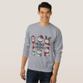 Meowy Weihnachten Niedliche Katzen Kitten Festlich Sweatshirt (Vorne ganz)