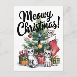 Meowy Weihnachten Niedliche Katzen Postkarte