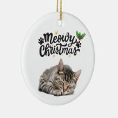 Meowy Weihnachten Niedliches Katzen Schlafen Keramik Ornament (Rechts)