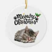 Meowy Weihnachten Niedliches Katzen Schlafen Keramik Ornament (Vorne)