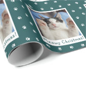 Meowy Weihnachten Personalisierte Hauskatze Foto Geschenkpapier (Rolleneckpunkt)