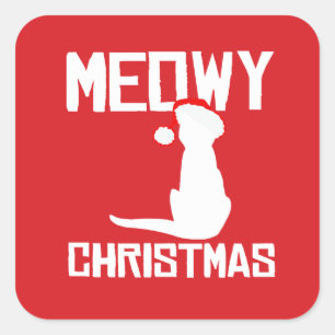 Meowy Weihnachten Quadratischer Aufkleber