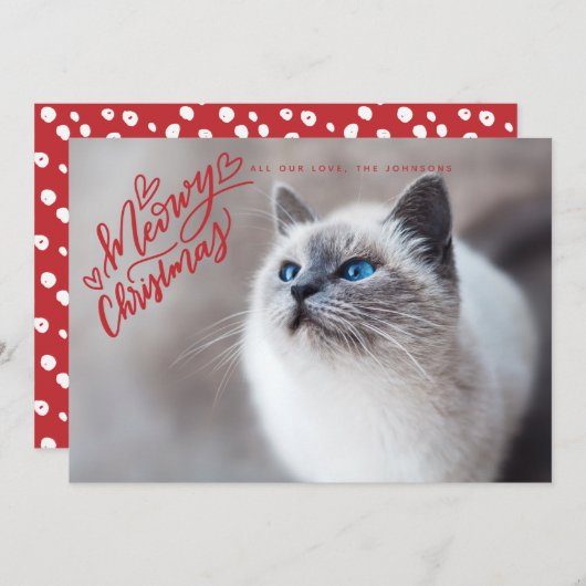 Meowy Weihnachten Rote Hand Briefe Cat Full Foto (Vorne/Hinten)