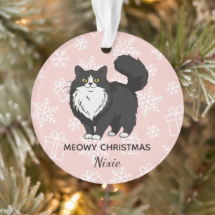 "Meowy Weihnachten" Tuxedo-Katzenmutter Personalis Ornament