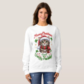 Meowy Weihnachten und glückliche Pawlidays Grüße Sweatshirt (Vorne ganz)